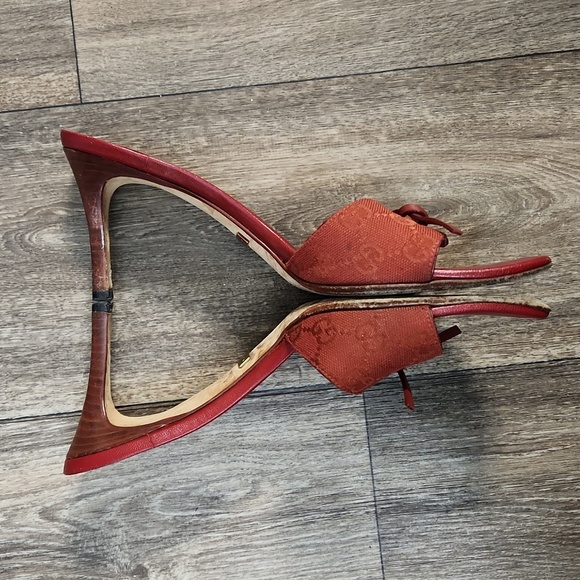 Gucci 'Tess' Original GG Monogram Slip On Heel Red Size 8 1/2 B - Picture 10 of 16